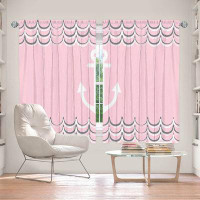 East Urban Home Lined Window Curtains 2-panel Set for Window Size Organic Sat Anchor Waves Blush Pink