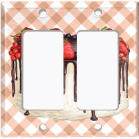 WorldAcc Metal Light Switch Plate Outlet Cover (Layered Chocolate Mixed Berry Cake - Double Rocker)