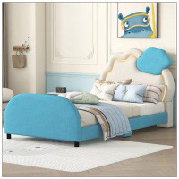 Isabelle & Max™ Twin Size Upholstered Platform Bed with Cloud-Shaped Headboard