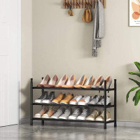 Rebrilliant 3-Tier Stackable Closet Shoe Rack Organizer, Expandable And Adjustable Metal Shoes Shelf Storage Small Shoe