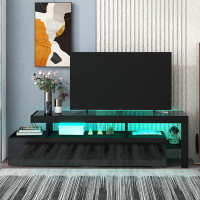 Wrought Studio 19.7 x 73.2 x 15.75 Modern Style 16-Colored LED Lights TV Cabinet, UV Surface Entertainment Center With D