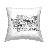 East Urban Home Washington State Various Cities Typography Map Printed Throw Pillow Design By Saturday Evening Post