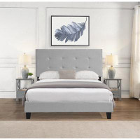 Latitude Run® Queen Size Upholstered Platform Bed Frame with pull point Tufted Headboard