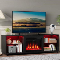 Red Barrel Studio Efraim 80" Fireplace TV Stand Entertainment Centre with 50" Electric Fireplace Media Console Table