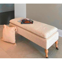 Alcott Hill Clivia 48" Boucle White Fabric Upholstered Bench
