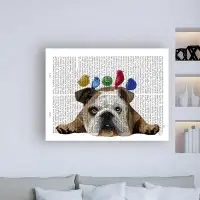 Red Barrel Studio English Bulldog And Birds by Fab Funky - Wrapped Canvas Print