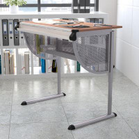 Symple Stuff Torain Adjustable Drawing and Drafting Table with Pewter Frame and Lower Supply Tray