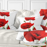 Made in Canada - East Urban Home Floral Poppies on Background Lumbar Pillow