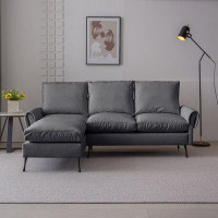 Ebern Designs Modern L-Shaped Technical Leather Upholstered Sectional Sofa With Chaise Longue