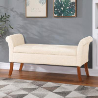 Winston Porter Emma-Jade Upholstery Storage Bench with Solid Wood Legs