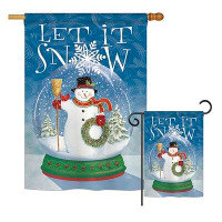 Breeze Decor Snow Globe Snowman Winter Christmas Impressions 2-Sided Polyester 40 x 28 in. Flag Set
