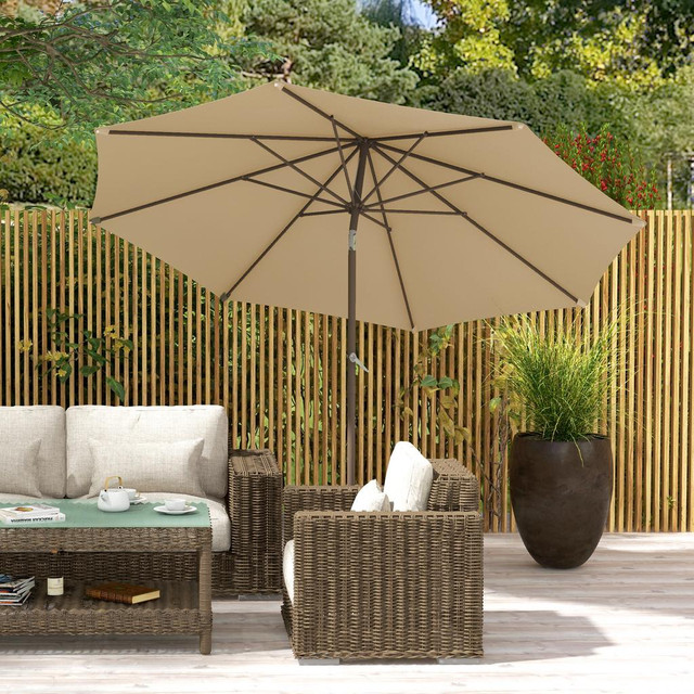 Patio Umbrella 8.6' x 8.6' x 7.2' Brown in Patio & Garden Furniture