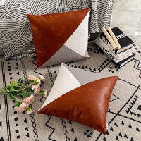 17 Stories Atik Pillow Case Modern Leather Cushion Cover Suitable For Sofa, Sofa And Bed
