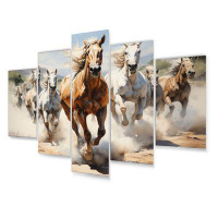 Union Rustic Cowboy Wild Mustangs Cowboys - Cowboys Metal Wall Art Set 5