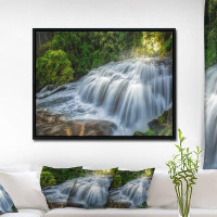 East Urban Home 'Flowing Pha Dokseaw Waterfall' Framed Photographic Print on Wrapped Canvas