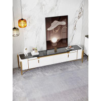 Everly Quinn Black Marble Countertop TV Stand