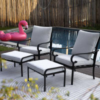 Red Barrel Studio 2-Piece Patio Conversation Set with Cushions, Loveseat Bench with Coffee Table,