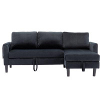 Ebern Designs Sectional Sofa, Reversible Sleeper, Sofa With Storage Chaise, Upholstered Sofa