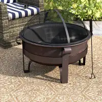 Darby Home Co Quinerly 25" H x 35" W Steel Wood Burning Outdoor Fire Pit