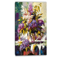 Made in Canada - Design Art Lilac Bouquet in a Vase Floral Painting Print on Wrapped Canvas