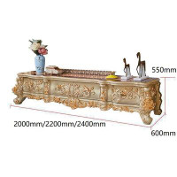 My Lux Decor European Style Villa Solid Wood Tv Cabinet Living Room Furniture Oak Carved Golden Luxury Centre Table TV C