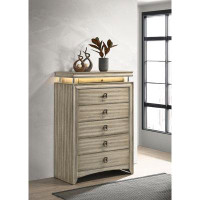 Coaster Giselle 6-drawer Bedroom Chest with LED Rustic Beige