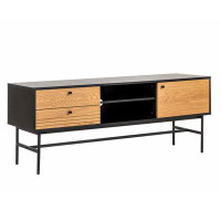 Latitude Run® Leanie Modern Two-Toned TV Stand for TVs up to 50", Adjustable Shelves, 2 Drawers, and Cabinet