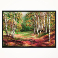 Made in Canada - East Urban Home 'Green Autumn Forest' Framed Oil Painting Print on Wrapped Canvas