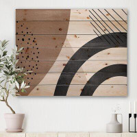 East Urban Home Abstract Shapes In Terracotta And Ivory Shapes III - Modern Print On Natural Pine Wood