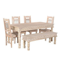 Bungalow Rose Melahat 6 - Person Solid Wood Dining Set