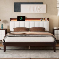 wtressa Platform Bed With USB Charging Station And LED