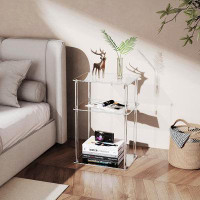 Wrought Studio Wrought Studio™ Clear Acrylic Side Table, 3-tier End Table For Living Room, Small Bedside Tables Nightsta