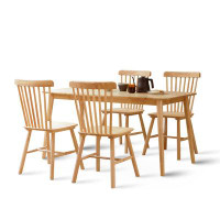 Livinia 4 - Person Rubberwood Solid Wood Dining Set