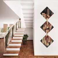 East Urban Home 'Golden Black Abstract Design' Graphic Art Print Multi-Piece Image on Canvas