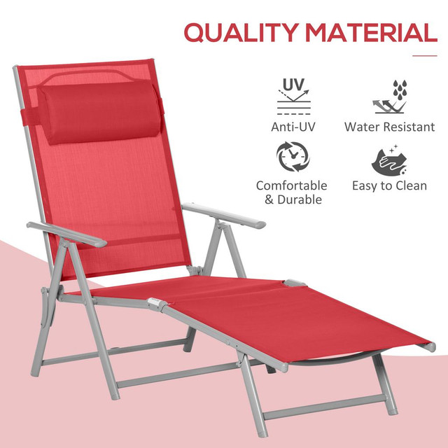 Lounge Chair 59" L x 25" W x 39.5" H Red in Patio & Garden Furniture - Image 4