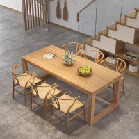 Fit and Touch 6 - Person Burlywood Solid Wood Dining Table Set
