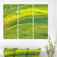 Made in Canada - East Urban Home 'Grassland in Abstract Green' Oil Painting Print Multi-Piece Image on Wrapped Canvas