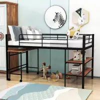 Mason & Marbles Turco Twin Size MetalLoft Bed with Built-in-Desk and Shelves