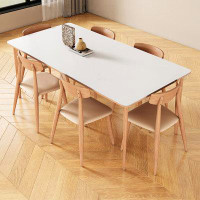 Corrigan Studio Cream Wind Solid Wood Rock Plate Dining Table Family Small Rectangular Log White Dining Table And Chair
