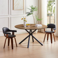 Millwood Pines Chic 53.14'' Round Mdf Coffee/end Table, Cross Legs Metal Base, Walnut Finish, Easy Assembly - Ideal For