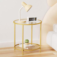 Everly Quinn Peoria 20.8'' tall Glass End Table — Outdoor Tables & Table Components: From $99
