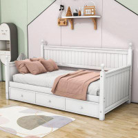 Canora Grey Demaya Twin Size Daybed Wood Bed with Three Drawers