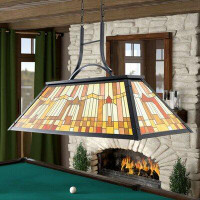 Foundry Select 3-Light Vintage Pool Table Light Pendant With Tiffany-Style Printed Shade For Game Room 7/8/9 Feet Snooke
