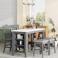 Red Barrel Studio 5-Piece Counter Height Dining Table Set With Built-In Storage Shelves