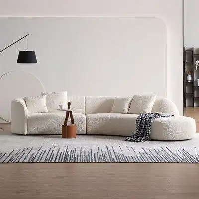 Jenni Dwelstone 118.11" White Velvet Modular Sofa