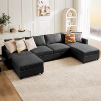 Latitude Run® Tienna 127" Wide Modular Sofa & Chaise With Storage