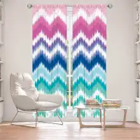 East Urban Home Lined Window Curtains 2-panel Set for Window Size Organic Saturation Ombre Ikat Chevron