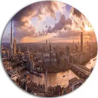 Made in Canada - Design Art 'Sunset through Clouds in London' Photographic Print on Metal