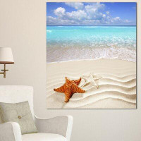 Made in Canada - Design Art Brown Starfish on Caribbean Beach - Wrapped Canvas Photograph Print