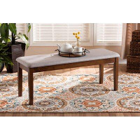 iHome Studio Ainsley Fabric Upholstered And Walnut Brown Finished Wood Dining Bench